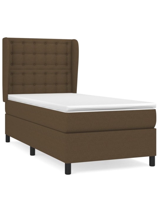 Box spring postel s matrací tmavě hnědá 90x200 cm textil