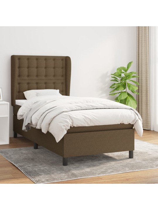 Box spring postel s matrací tmavě hnědá 90x200 cm textil