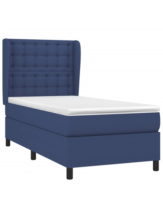 Box spring postel s matrací modrá 90x200 cm textil