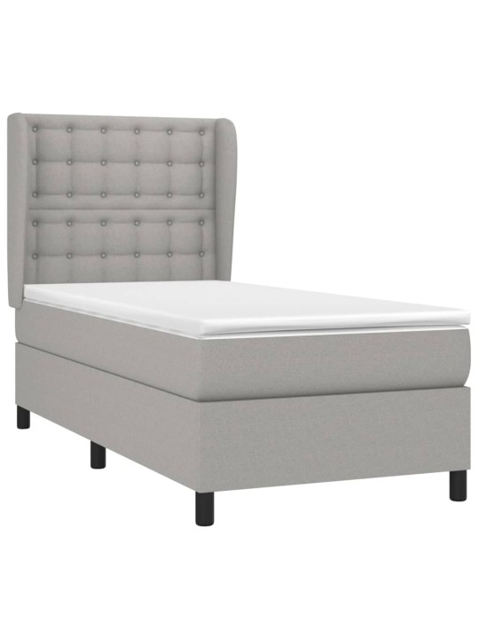 Box spring postel s matrací světle šedý 100 x 200 cm textil