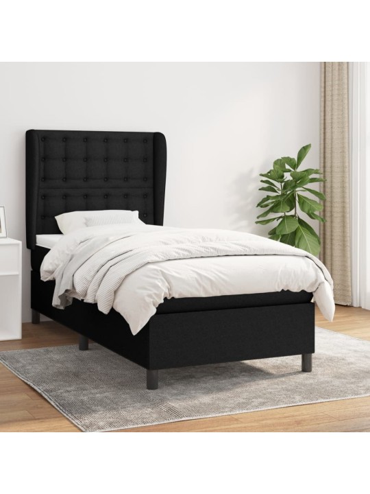 Box spring postel s matrací černá 100 x 200 cm textil