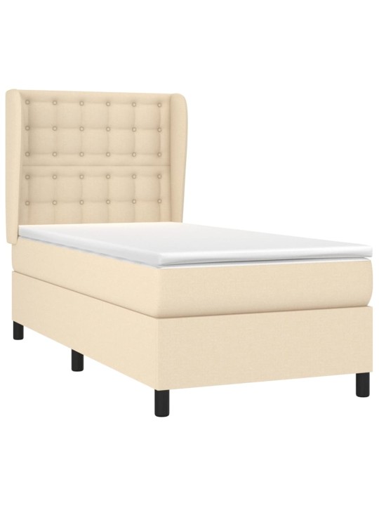 Box spring postel s matrací krémová 100 x 200 cm textil