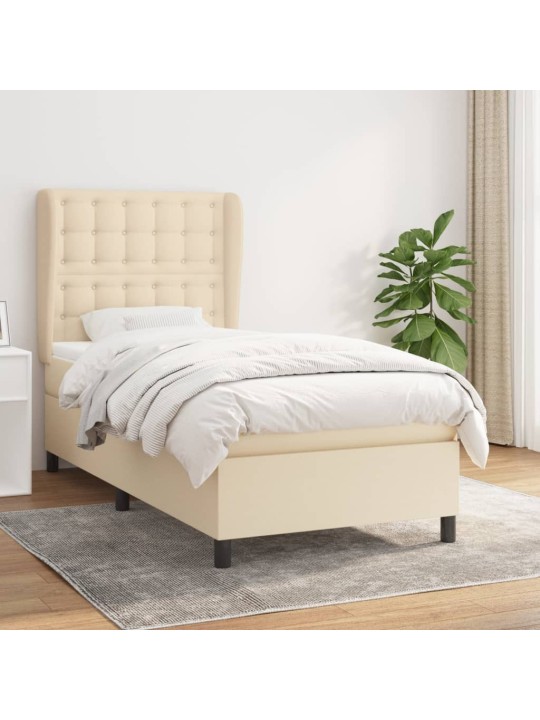 Box spring postel s matrací krémová 100 x 200 cm textil