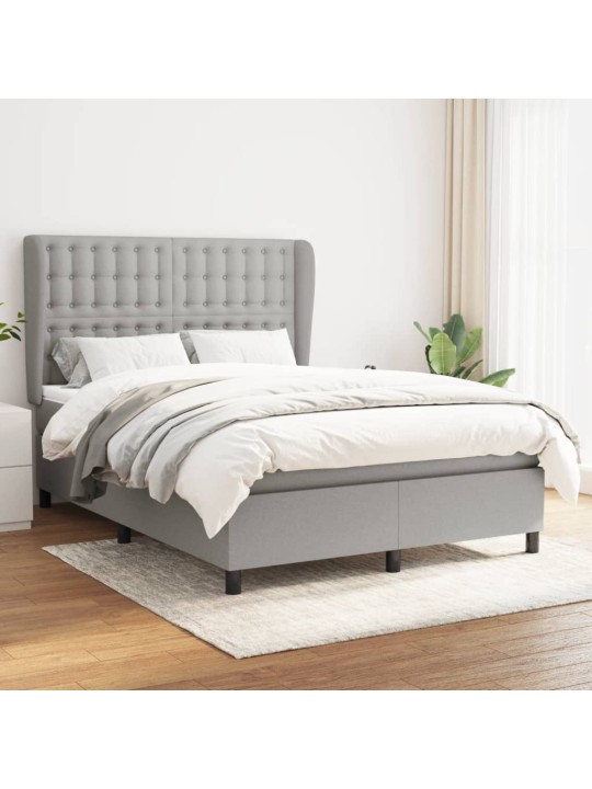 Box spring postel s matrací světle šedá 140 x 190 cm textil