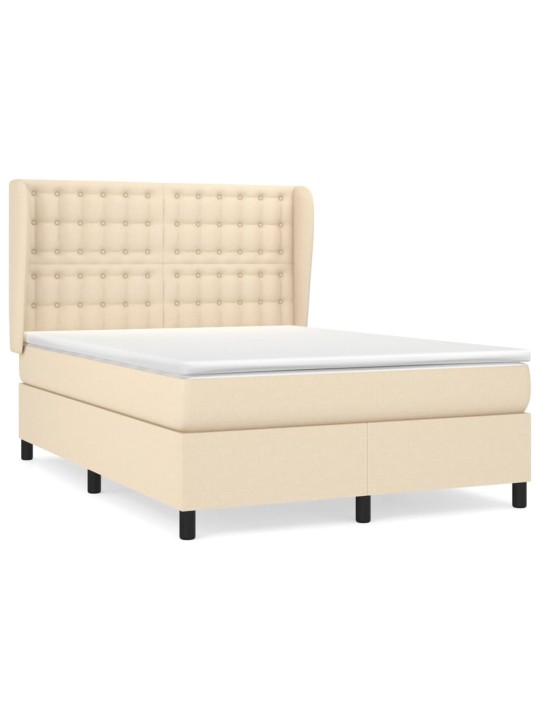 Box spring postel s matrací krémová 140x190 cm textil