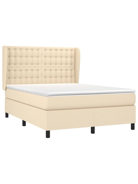 Box spring postel s matrací krémová 140x190 cm textil