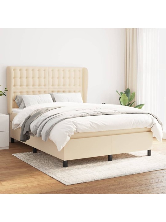 Box spring postel s matrací krémová 140x190 cm textil