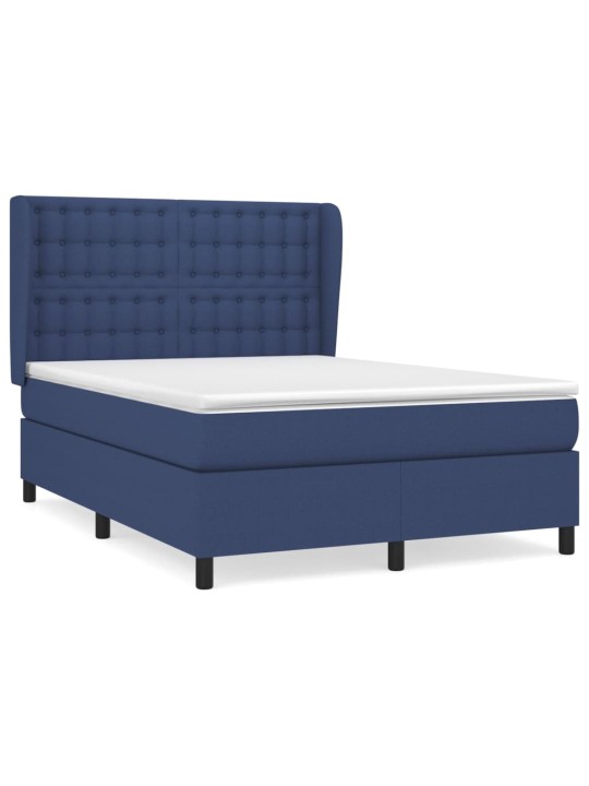 Box spring postel s matrací modrá 140x190 cm textil