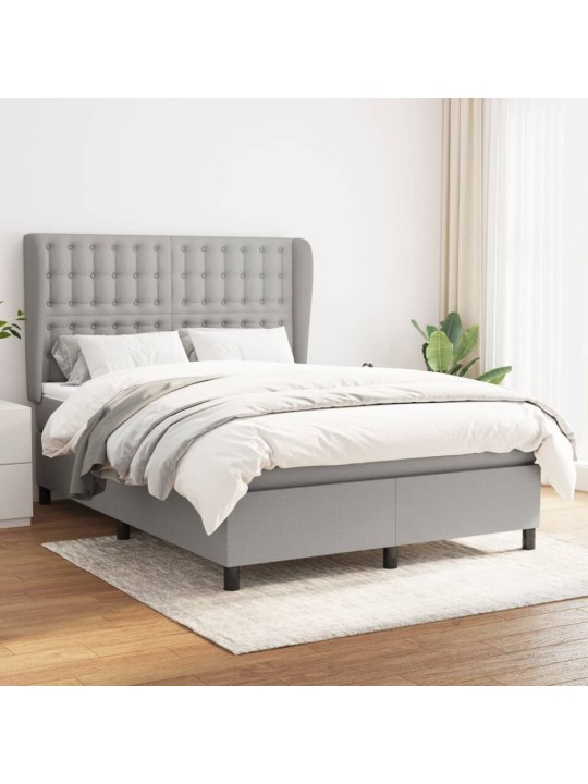 Box spring postel s matrací světle šedá 140 x 200 cm textil
