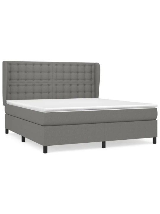 Box spring postel s matrací tmavě šedá 180x200 cm textil