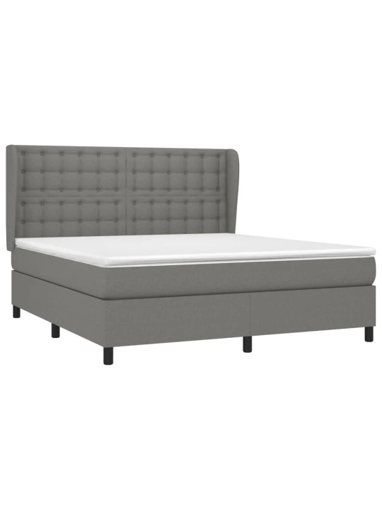 Box spring postel s matrací tmavě šedá 180x200 cm textil