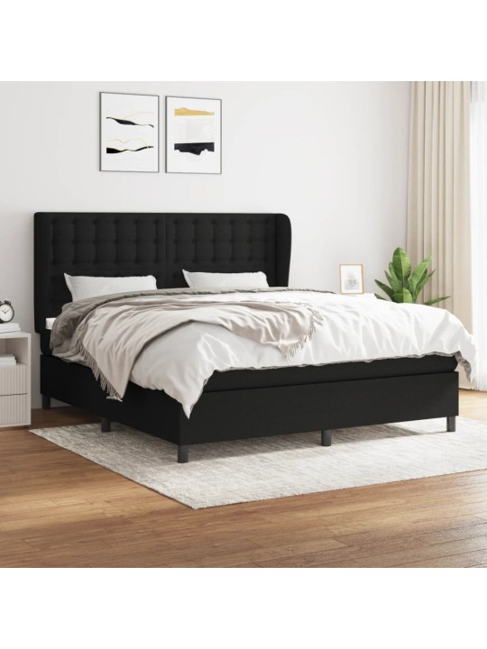 Box spring postel s matrací černá 180x200 cm textil