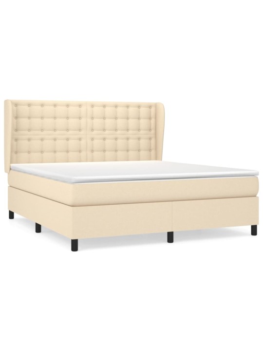 Box spring postel s matrací krémová 180x200 cm textil