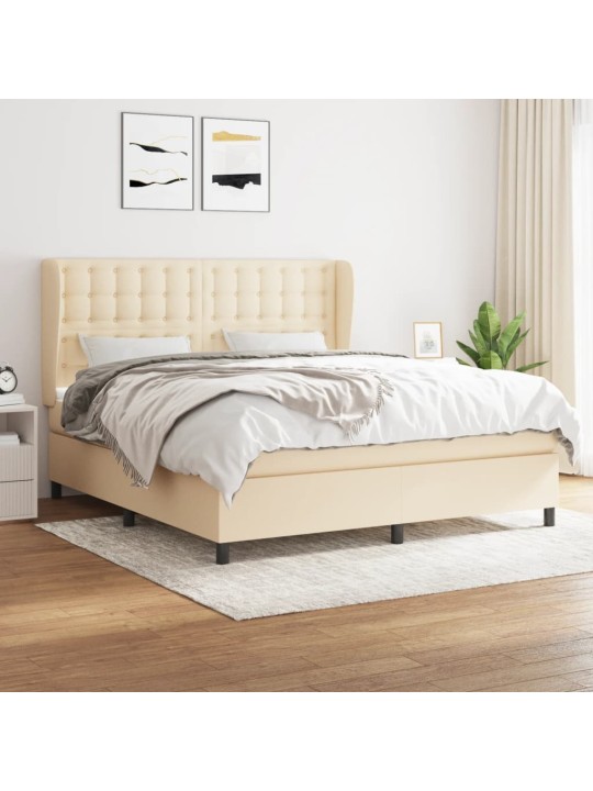 Box spring postel s matrací krémová 180x200 cm textil