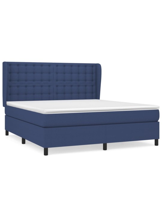 Box spring postel s matrací modrá 180x200 cm textil
