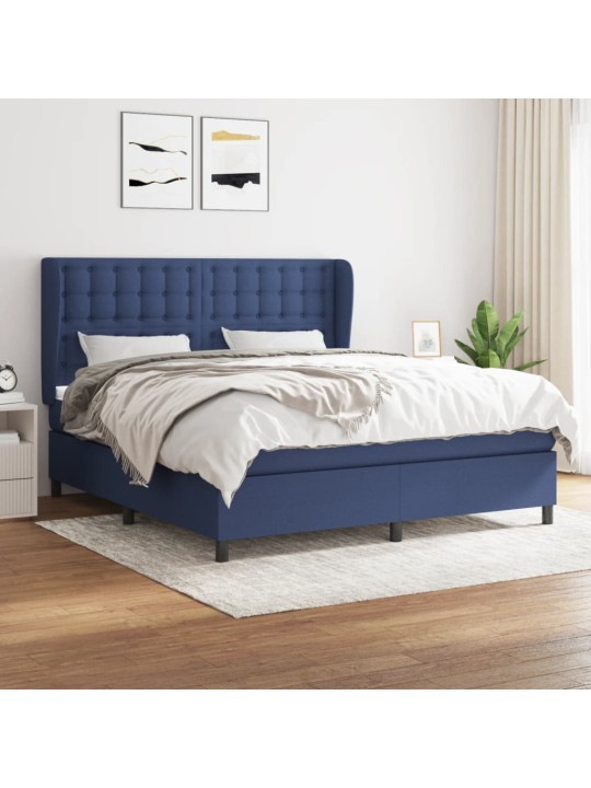 Box spring postel s matrací modrá 180x200 cm textil
