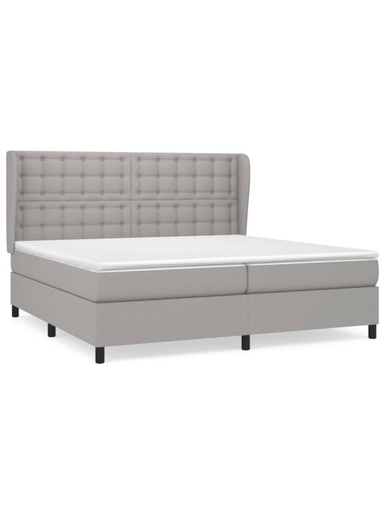 Box spring postel s matrací světle šedá 200 x 200 cm textil