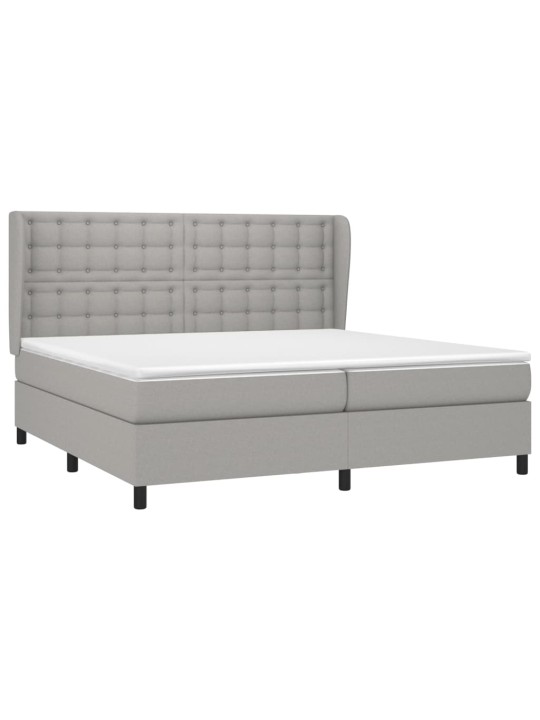 Box spring postel s matrací světle šedá 200 x 200 cm textil
