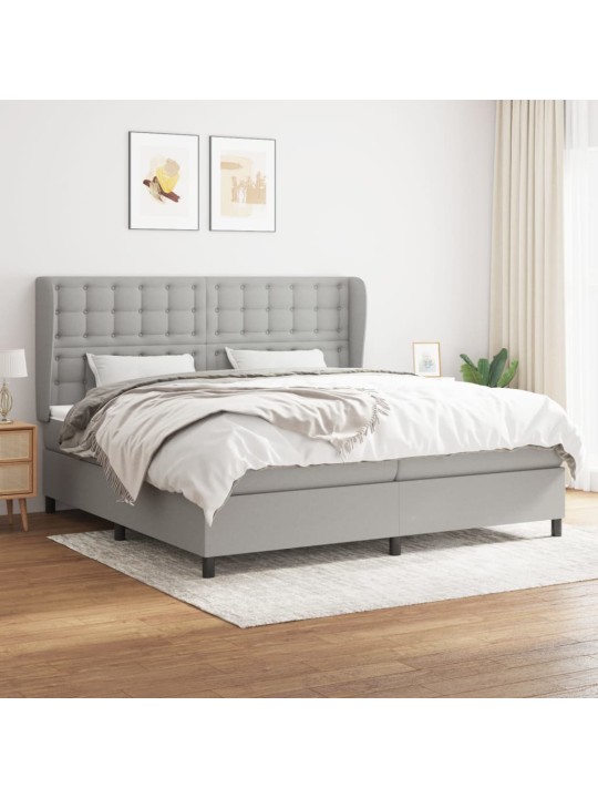 Box spring postel s matrací světle šedá 200 x 200 cm textil