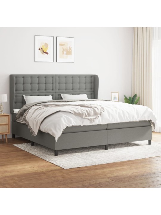 Box spring postel s matrací tmavě šedá 200x200 cm textil