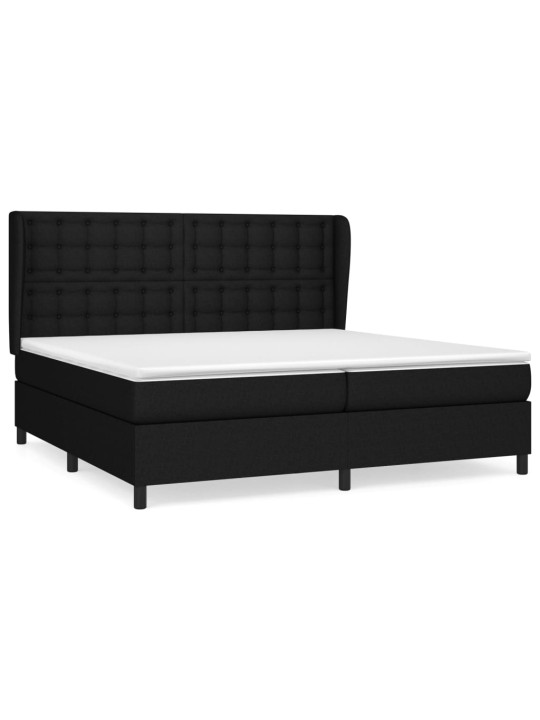 Box spring postel s matrací černá 200x200 cm textil