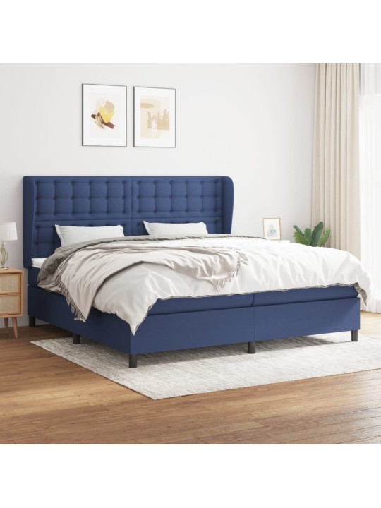 Box spring postel s matrací modrá 200x200 cm textil