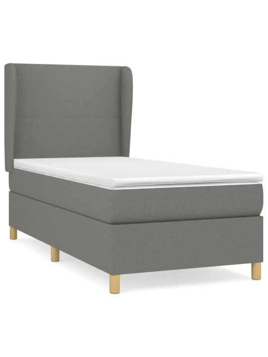 Box spring postel s matrací tmavě šedá 80 x 200 cm textil