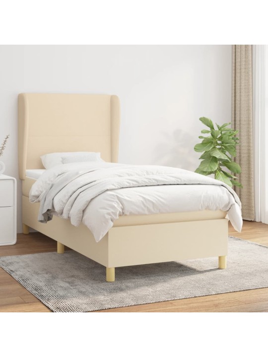 Box spring postel s matrací krémová 80 x 200 cm textil