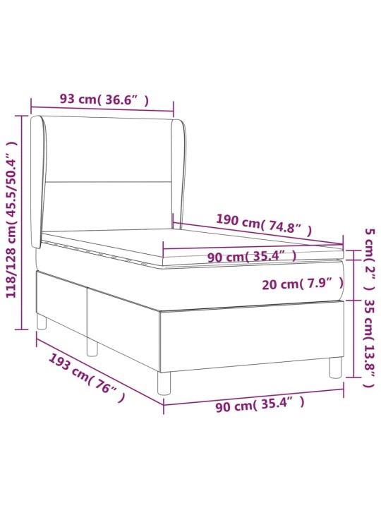 Box spring postel s matrací tmavě šedá 90x190 cm textil