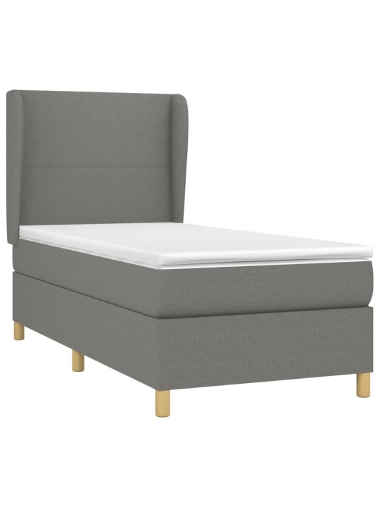 Box spring postel s matrací tmavě šedá 90x200 cm textil