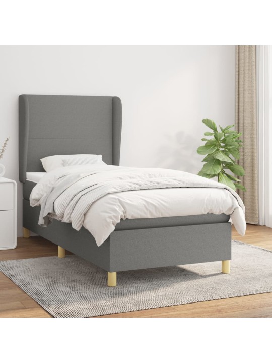 Box spring postel s matrací tmavě šedá 90x200 cm textil