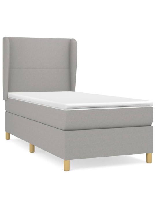 Box spring postel s matrací světle šedý 100 x 200 cm textil