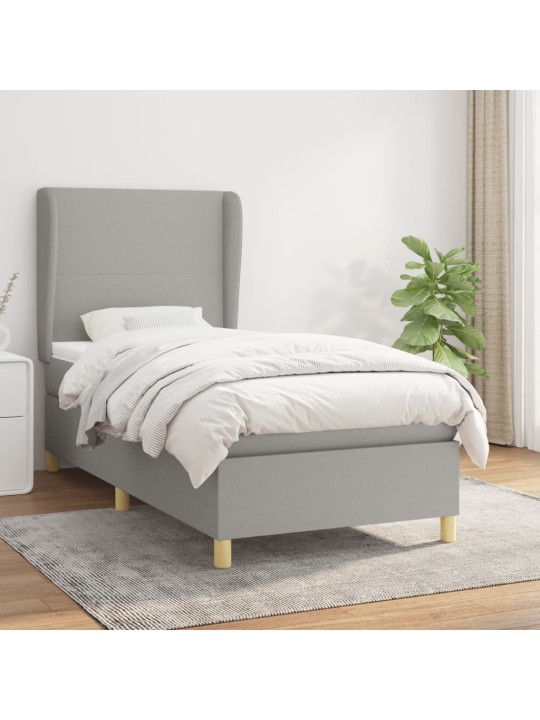 Box spring postel s matrací světle šedý 100 x 200 cm textil