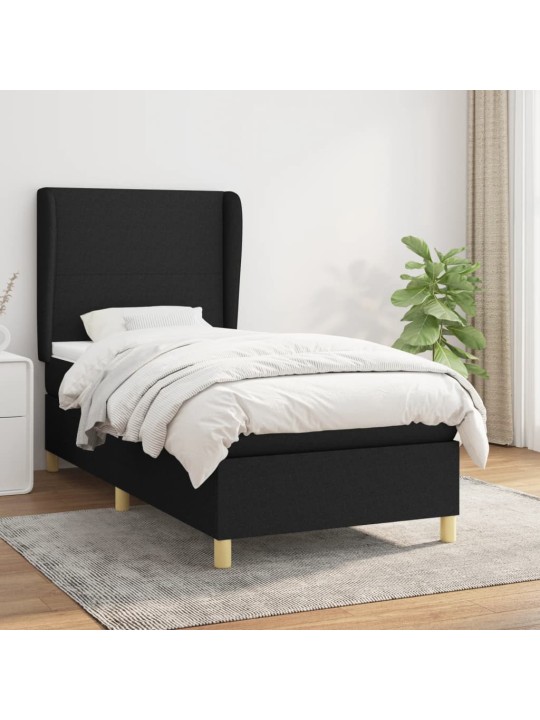 Box spring postel s matrací černá 100 x 200 cm textil