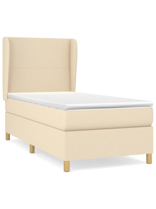 Box spring postel s matrací krémová 100 x 200 cm textil