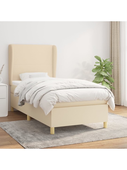Box spring postel s matrací krémová 100 x 200 cm textil