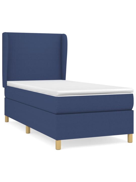 Box spring postel s matrací modrá 100 x 200 cm textil