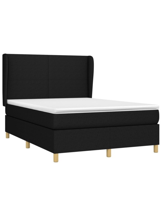 Box spring postel s matrací černá 140 x 190 cm textil