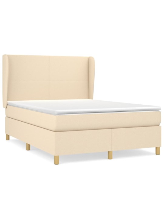 Box spring postel s matrací krémová 140x190 cm textil