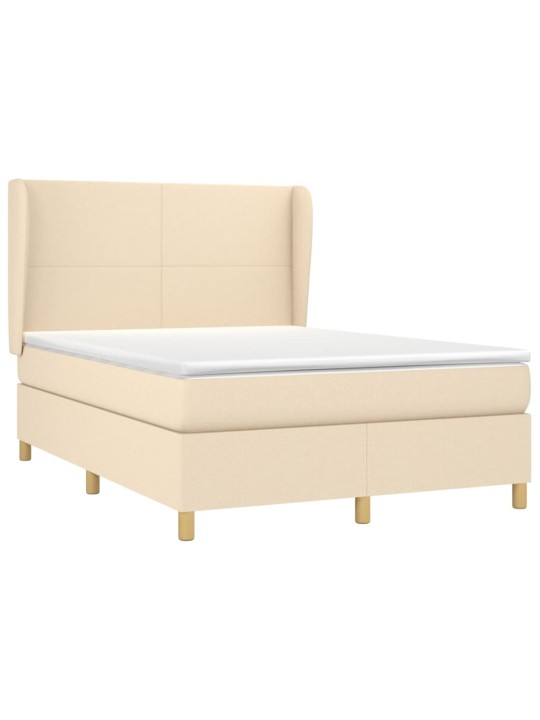 Box spring postel s matrací krémová 140x190 cm textil