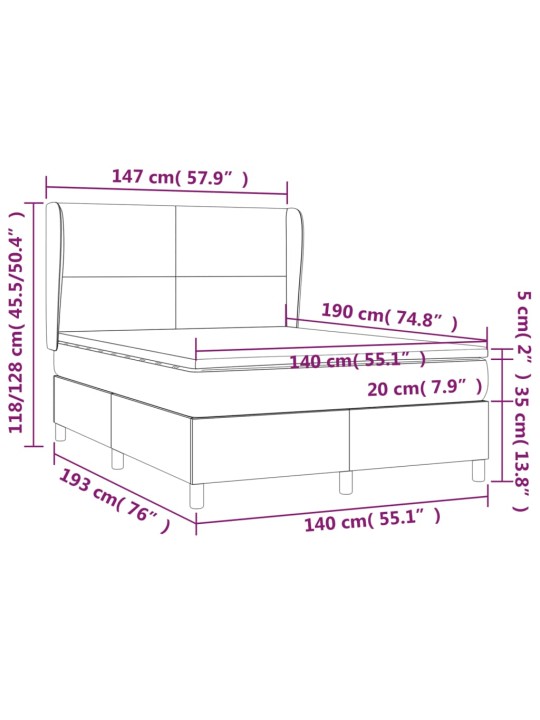 Box spring postel s matrací modrá 140x190 cm textil