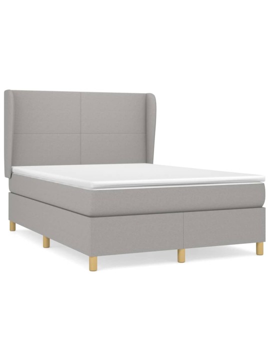 Box spring postel s matrací světle šedá 140 x 200 cm textil