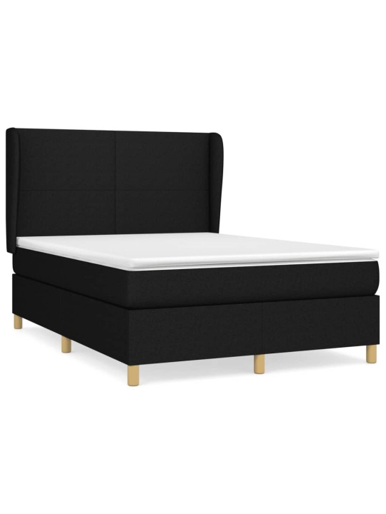 Box spring postel s matrací černá 140x200 cm textil