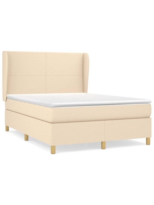 Box spring postel s matrací krémová 140x200 cm textil