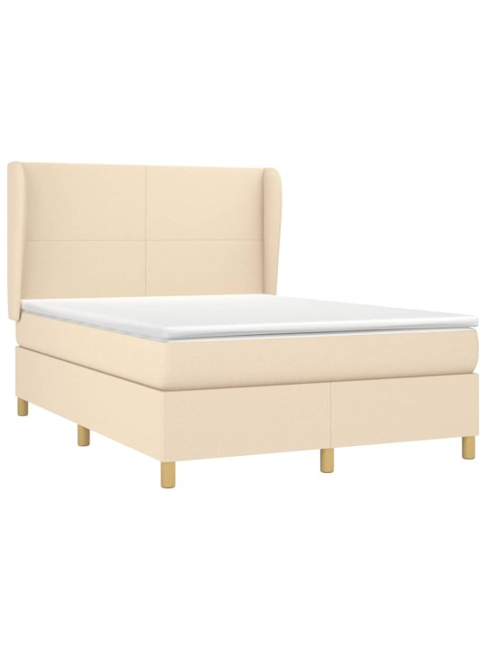 Box spring postel s matrací krémová 140x200 cm textil