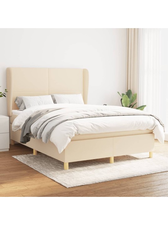 Box spring postel s matrací krémová 140x200 cm textil