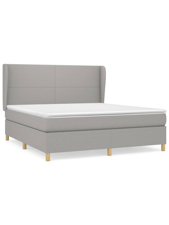 Box spring postel s matrací světle šedá 160 x 200 cm textil