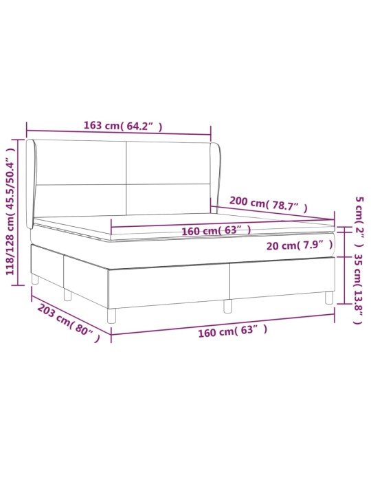 Box spring postel s matrací tmavě šedá 160x200 cm textil