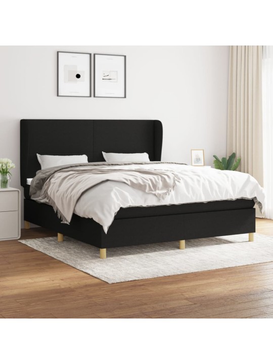Box spring postel s matrací černá 160x200 cm textil