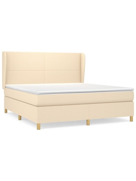 Box spring postel s matrací krémová 160x200 cm textil